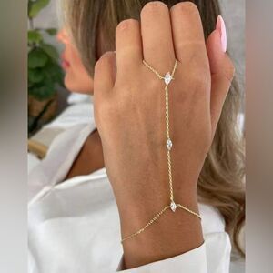 Anthropologie Gold Hand Chain Bracelet